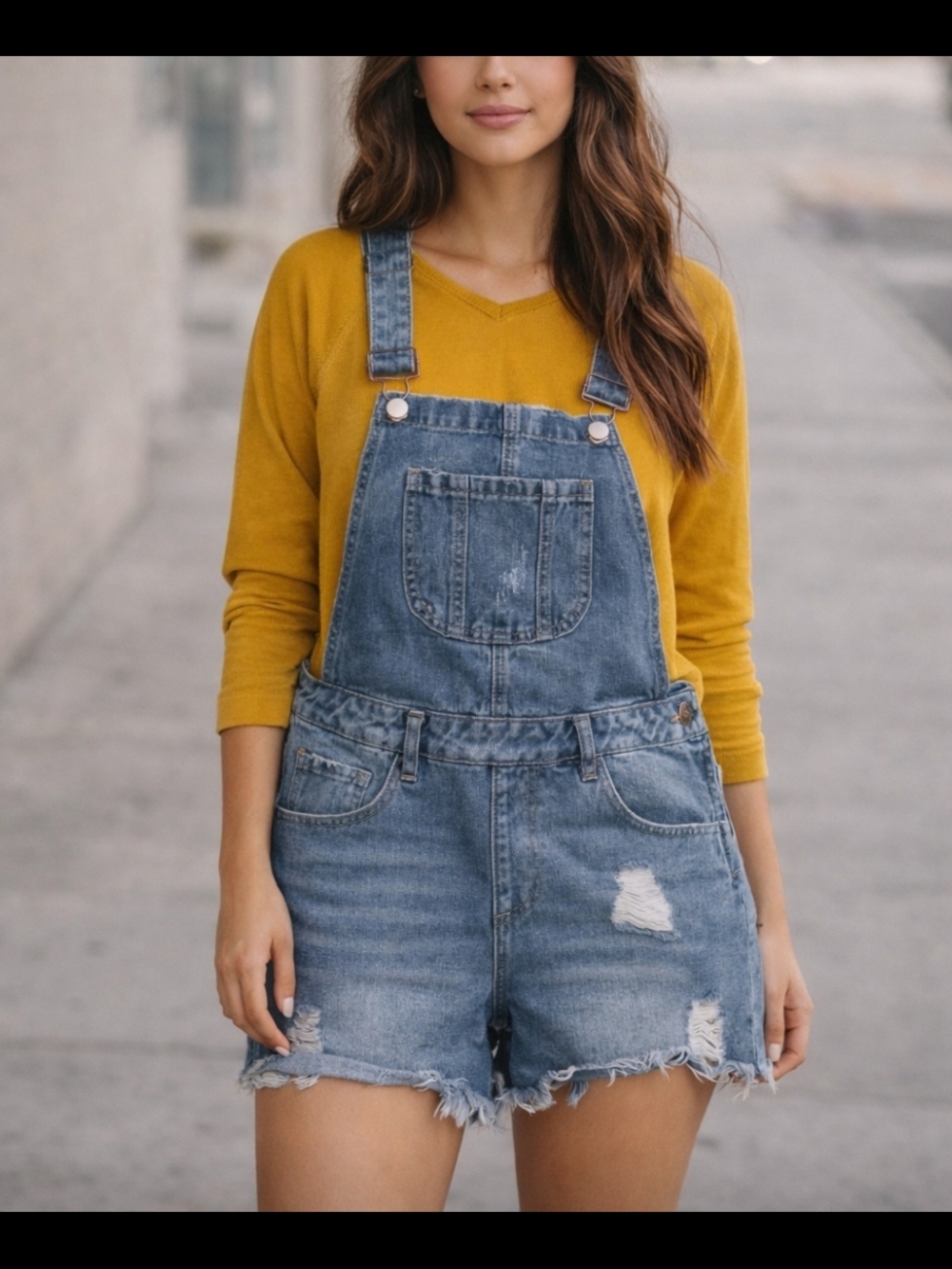 Jw Signature Casual Blue Denim Short Overalls - Women Size L